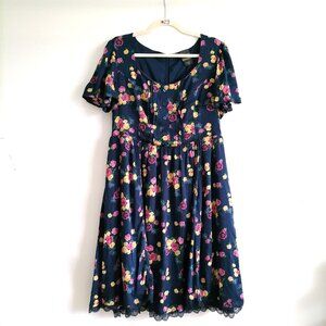 Outlander The Exclusive Collection Torrid Womens Blue Floral Print Dress Size 12